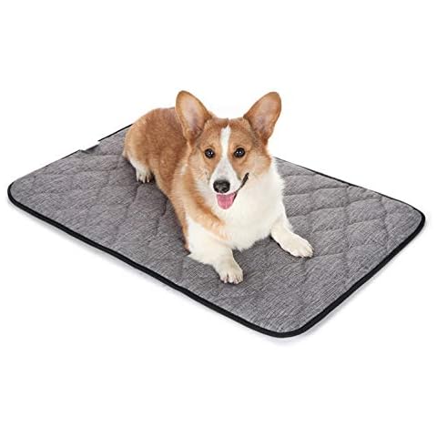QIAOQI Dog Bed Crate Mat 48" Grey Kennel Pad | Washable Orthopedic Pillow Pet Beds Dense Cushion Padding Bolster Cover