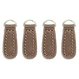 QUARKZMAN 4pcs Tirador De Cremallera De Cuero, 1.61 Pulgadas Cabezal De Cremallera De Cuero De Vaca Reemplazo Para Reparación De Ropa Chaquetas Botas DIY (Marrón)