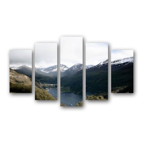 Tableaux sur toile montagnes de fjord lot de 5 déco murale grand format pour chambre
