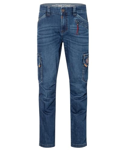 Jean cargo pour homme Timezone Rogertz en denim bleu coupe droite