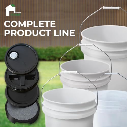 Image of 6.5-Gallon White Bucket Pail Container with Lid | Food Grade | Heavy-Duty Approx 90 MIL Extra Durable | Metal Handles with Plastic Grip | Multi-Use | Easy Stack and Store | BPA Free - 6 Pack