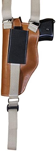 Barsony New Saddle Tan Leather Vertical Shoulder Holster for Full Size 9mm 40 45