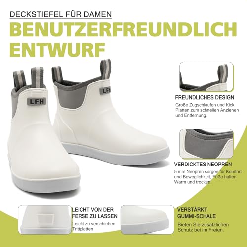 Foinledr Gummistiefel Damen Halbhoch, Wasserdicht Gefüttert Antirutsch Stiefel, Regenstiefel für Outdoor Gartenschuhe