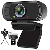 XPCAM Full HD 1080P Webcam with Privacy Shutter and Tripod, Pro Streaming Web Camera with Microphone, Widescreen USB Computer Camera for Laptop Desktop Mac