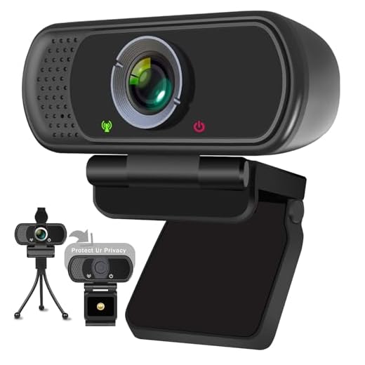Webcam, HD Webcam 1080P with Privacy Shutter and Tripod Stand, Pro Streaming Web Camera with Microphone, Widescreen USB Computer Camera for PC Mac Laptop Desktop Video Calling Conferencing Recording