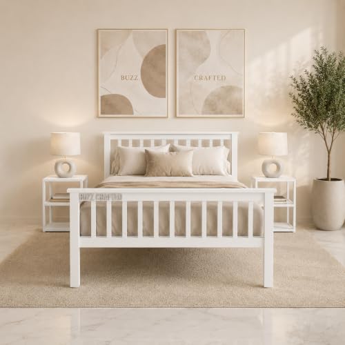 Image of Single Size Metal Bed Frame | Single Metal Bed | SingleSize Iron Bed | Single Steel Bed | Heavy Duty Platform Bed | Metal Cot | Steel Cot | No Box Spring Needed | Bedroom, Home, Hotel & Hostel(White)