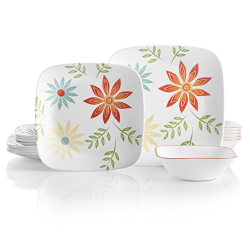 Corelle Service for 6, Chip Resistant, Happy Days Dinnerware Set, 18-Piece