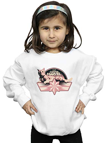 Marvel Girls Captain Marvel Chillin Goose Sweatshirt White 5-6 Years
