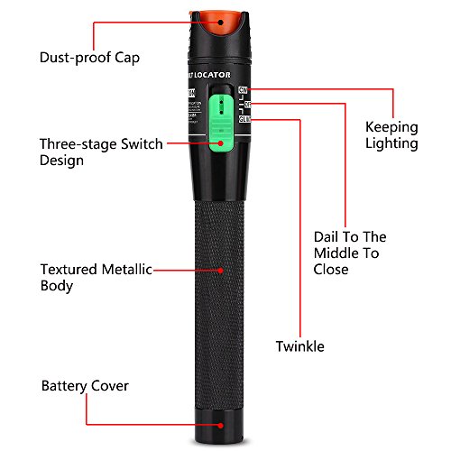 Optical Fiber Visual Fault Locator Fiber Optic Cable Tester Meter Pen Type 30mW with 2.5mm Universal Connector for FC / SC / ST Connector - Thumbnail 5