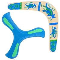 NieYat 2 Stück Bumerang Set, Boomerang,Holz Und Blauer Boomerangs Für Erwachsene, Ideal Für Outdoor Spiele, Camping Und Familienaktivitäten