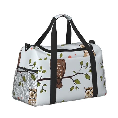 Owls Birds Print Travel Duffle Bag - Foldable Personal Item Travel Bag for Women & Men,Carry-On Convertible Crossbody Tote Bags with Adjustable Shoulder Strap & Pockets 13x10.2x19.7 in3