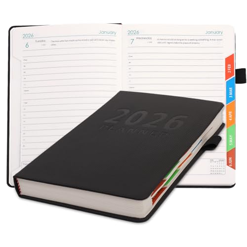 Picoway (�s�R�E�F�C) �蒠 A5 400�y�[�W - �T��/�}���X���[ �f�C���[�J�����_�[ �����t�� 1��1�� �t���y�[�W 2026�N1��~2026�N12�� �u���b�N �n�[�h�J�o�[�m�[�g 8.25�C���` x 5.7�C���`