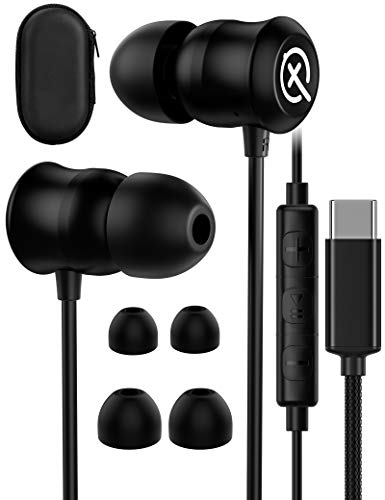 USB C Headphones for Samsung S20 FE S21 Ultra, APETOO HiFi Stereo Noise Cancelling Type C Earbuds Earphones with Mic for Galaxy S20 Note 20 Ultra S21+ Note 10+, Google Pixel 5 4 3 2 XL, OnePlus 8T 7T