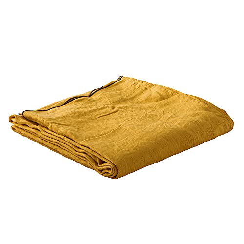 Drap Plat 240x300 en Lin Lavé Épice - Linge de lit Premium Drap Plat 100% Lin lavé