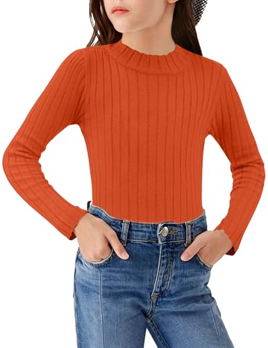 Image of Arshiner Girls Half Turtleneck Long Sleeve Knit Slim Sweater Pullover Tops