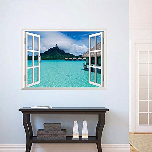 Dtcrzjxh Mágico Espacio De La Ventana 3D Paisaje Castillo Mar Arte Niña Niño Niños Sala De Estar Decoración Pvc Impermeable Pegatinas De Pared Diy Mural Apliques, B