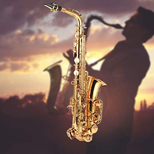 Saxofone Alto 802 Dourado E-flat Sax Branco Botão Sax Instrumento musical de sopro esculpido à mão