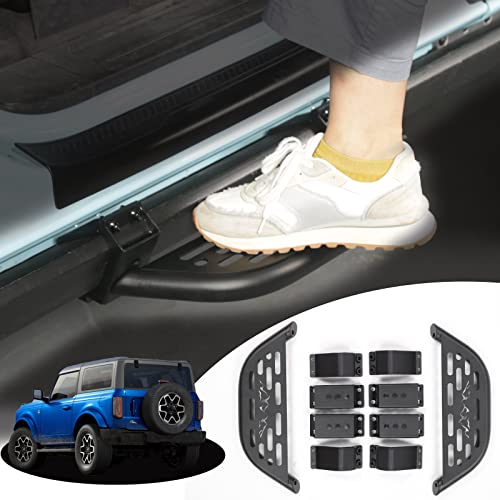 Side Steps For Bronco 2021 2022 2023 2/4 Door,  Tearnelna Running Board For Cars With Rock Rail Carbon Steel Side Step Car Accessories Side Step Set Of 2, Black #TOP6