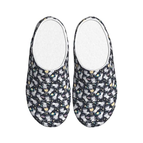 Chaussons motif chat amusant avec semelle TPR lavables pour intérieur et extérieur