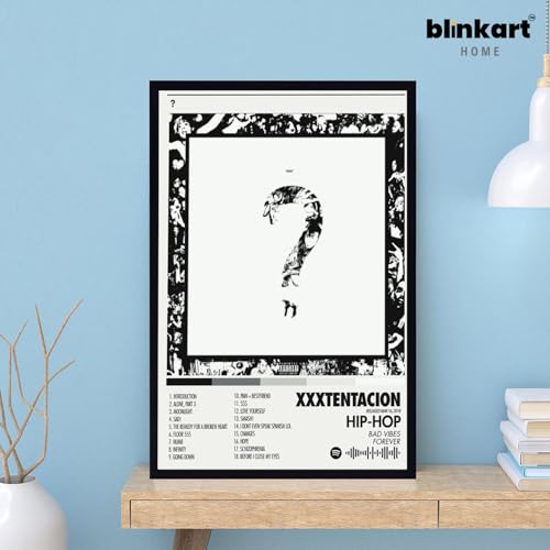 Image of BLINKART XXXTENTACTION- ? Wall Photo Frames | Wall Art for Bedroom, Living Room, Studio or Office | Album Cover Print with Spotify Song Link QR Code | Gift for Fans - 8x12 In