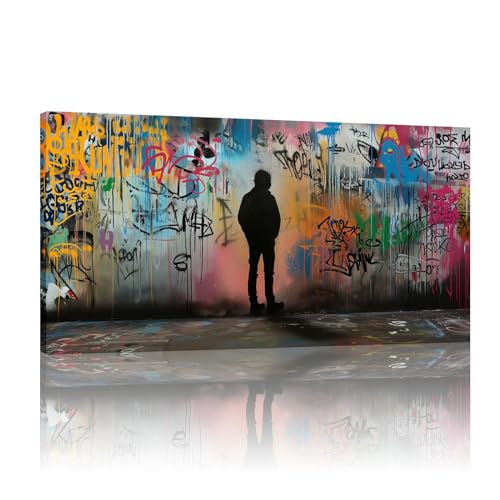 Toile graffiti de rue de fille pour un salon branché 50 x 100 cm