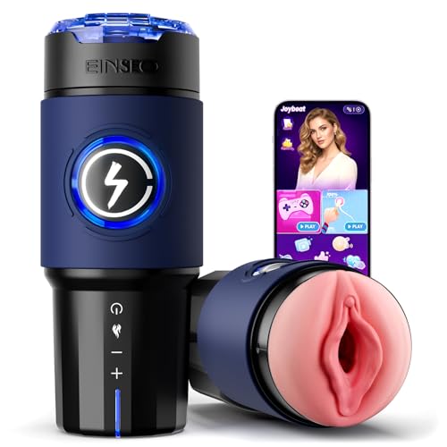 EINSEO Male Masturbator Sex Toys for Men - AI & APP Control Thrusting Male Stroker with 360° Heating, 5-Speed Smooth Motion Adult Mens Sex Toy, Silent Brushless Motor, Pocket Pussy Sleeve Massage Kits