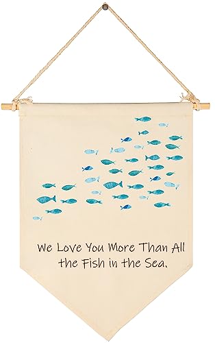Image of We Love You More Than All the Fish in the Sea- Flag Sign Gift for Boys Girls Kids Baby Newborn -Banner Pennant Wall Art Gift for Nursery Baby Room Playroom Bedroom -New Home Christmas Gift