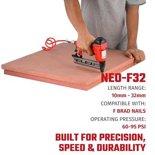 Image of Kaymo NEO-F32 Pneumatic Brad Nailer | 18 Gauge | 10mm-32mm Brads | 1.20 Kg Lightweight Tool | 360 Air Exhaust | Full Metal Trigger | Wide Safety Device | Compact Design | 60-95 PSI Air Pressure