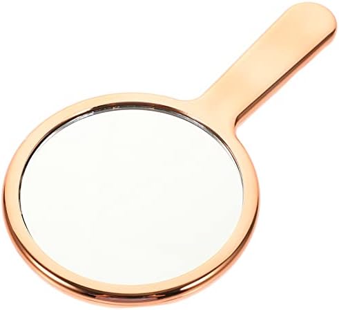 FOMIYES Hand Mirror Glass Handheld Mirror with Handle for Makeup Portable Travel Mirror Gift for Men and Women Rose Gold Round