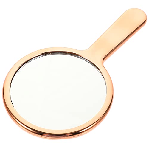 Fomiyes Hand Mirror Glass Handheld Mirror With Handle For Makeup Portable Travel Mirror Gift For Men And Women Rose Gold Round #TOP9