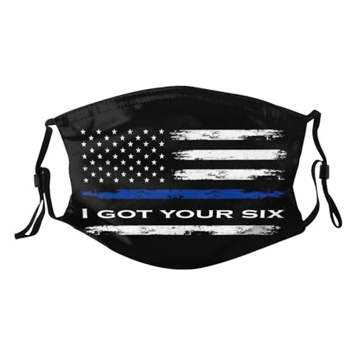 Thin Blue I Got Your Six Adult Dust Mask Adjustable Dust Face with 2 Filter3