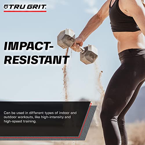 Tru Grit Fitness Hex Elite Tpr Dumbbells - Rubber Dumbbells Designed With Chrome-Plated Steel Handles, Tpu Heads, And Hexagon-Shaped Rubber-Encased Ends,35Lb - Pair #TOP5