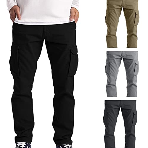 GTHTTT Men's Multi-Pocket Straight Leg Trousers Tactical Wild Cargo Pants Ripstop Lightweight Work Outdoor Hiking Long Pants2