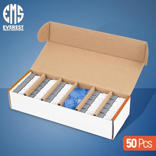 Image of Everest 90 Degree RJ45 Cat5e Keystone Jacks Slim Profile 50-Pack Gray | Compatible with 90 Angled Speed Termination Tool - easyJACK (B094WB91H3)