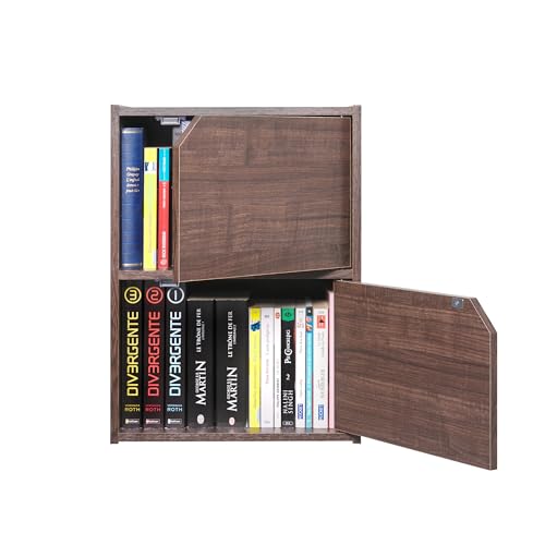 Iris Ohyama, Bibliothèque de Rangement, Meuble avec 2 Portes et 2 étagères, Montage Facile, Design, Modulable, Bureau, Chambre, Salon - Module Shelf MDB-2D...