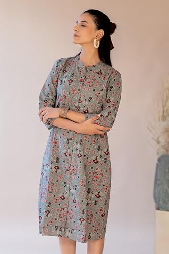 Image of MIRCHI FASHION Pure Cotton Kurti for Women | A-Line Kantha Work Printed Kurta for Woman | Ethnic Wear for Office & Daily Use (Single Piece)