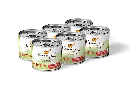 I Love My cat Getreidefreies Nassfutter für Katzen mit Insekten 6 x 200 g, Katzenfutter ohne Getreide und ohne Zuckerzusätze, Qualitätsernährung für Ihren Vierbeiner