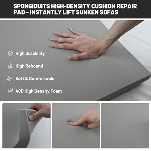 Image of Couch Cushion Support for Sagging Seat, 24 inchx24 inchx2.4 inch 40D High Density Curved Foam Sofa Cushion Support, Under-Cushion Sag Repair,Grey Set of 1