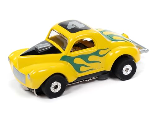AW AUTO WORLD Autoworld SC408-1 Yellow Thunderjet 1941 Willys Gasser HO Scale Electric Slot Car