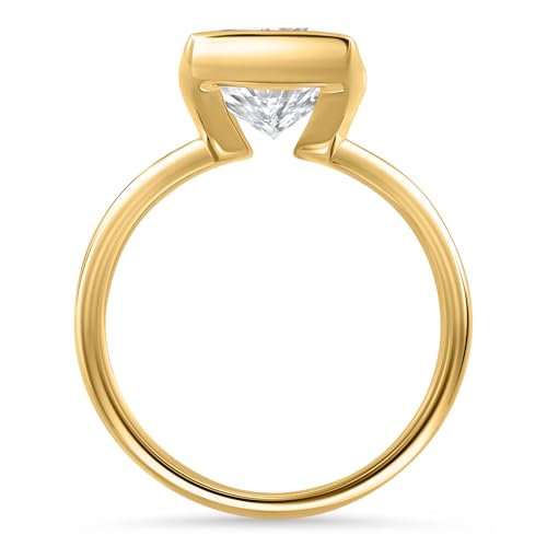 Pompeii Certified 4Ct Radiant Cut Diamond Bezel Engagement Ring Yellow Gold Lab Grown (E/F,VS1-VS2)2