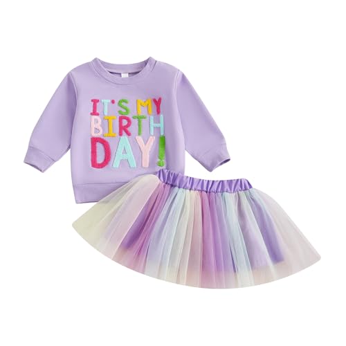 Geagodelia Todder Baby Mädchen Geburtstags-Outfit Langarm Brief...