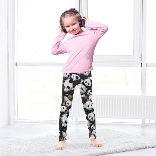 Black White Panda Girls Leggings Kids Yoga Pants Dance Active Tights 4T4