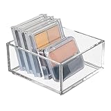 mDesign Plastic Beauty Organizer Bin for Bathroom Drawers, Vanity, or Countertops, Storage for Makeup Brushes, Palettes, Lipstick, Blush, Concealers, or Hair Ties, Lumiere Collection - Clear