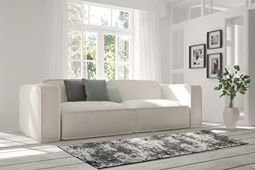 Shadesu Custom Size Abstract Design Non-Slip Hallway Runner Rug Carpet Low-Pile 0,3" Non Slip Backed (Black Color, 31Inch Wide X 4Ft Length) #TOP2