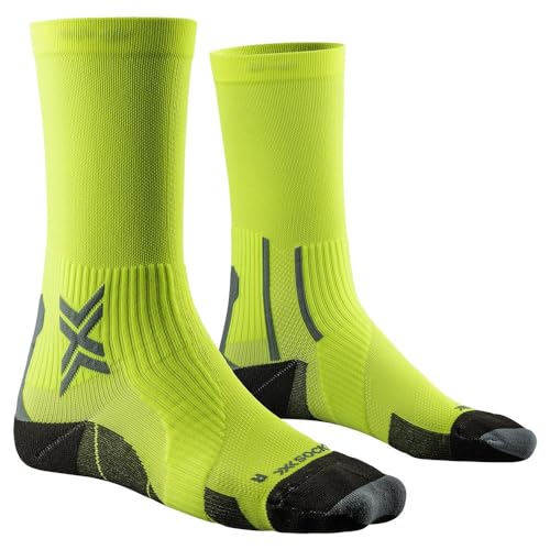 X-Socks® RUN PERFORM CREW, Fluo Yellow/Opaal Zwart, 35-38