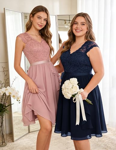 Image of Wedtrend Women's Bridesmaid Dresses Short Prom Dress Ruffle Semi Formal Cocktail Dresses Floral Homecoming Dress