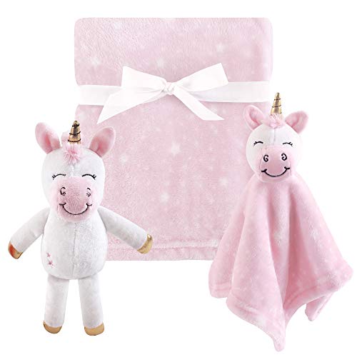 Image of Hudson Baby Unisex Baby Plush Blanket, Security Blanket and Toy Set, Pink Unicorn Security Blanket, One Size