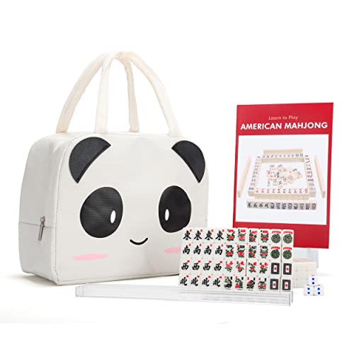 Jeu de mahjong américain de voyage avec pochette panda rose, cadeau idéal