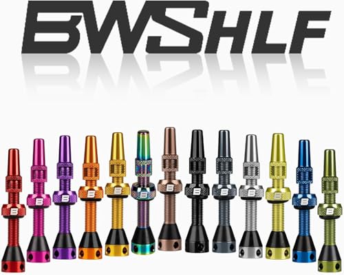 Image of BWSHLF Tubeless Presta Valve Stem 40 /44 /55 /60 /65 /70 /80 /100 mm, Super Light Alloy Presta Valve Stem Kit with Valve Core Remover Tool and Valve Stem Caps - Multiple Color and Size Options(Pair)