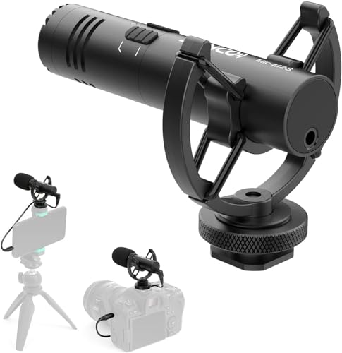 Moman Micro Directionnel 3,5 mm Microphone sur Caméra Shotgun Vidéo Micro avec Low Cut Filter Appareil Photo Réflex pour Canon Nikon Sony Panasonic...